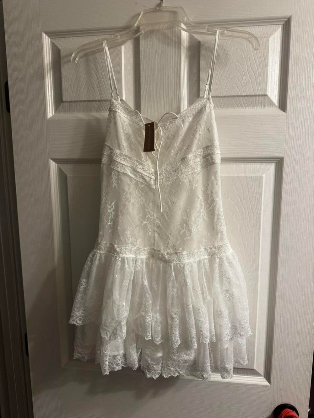 Lace Trim Slip Romper/dress - White - Picture 1 of 4